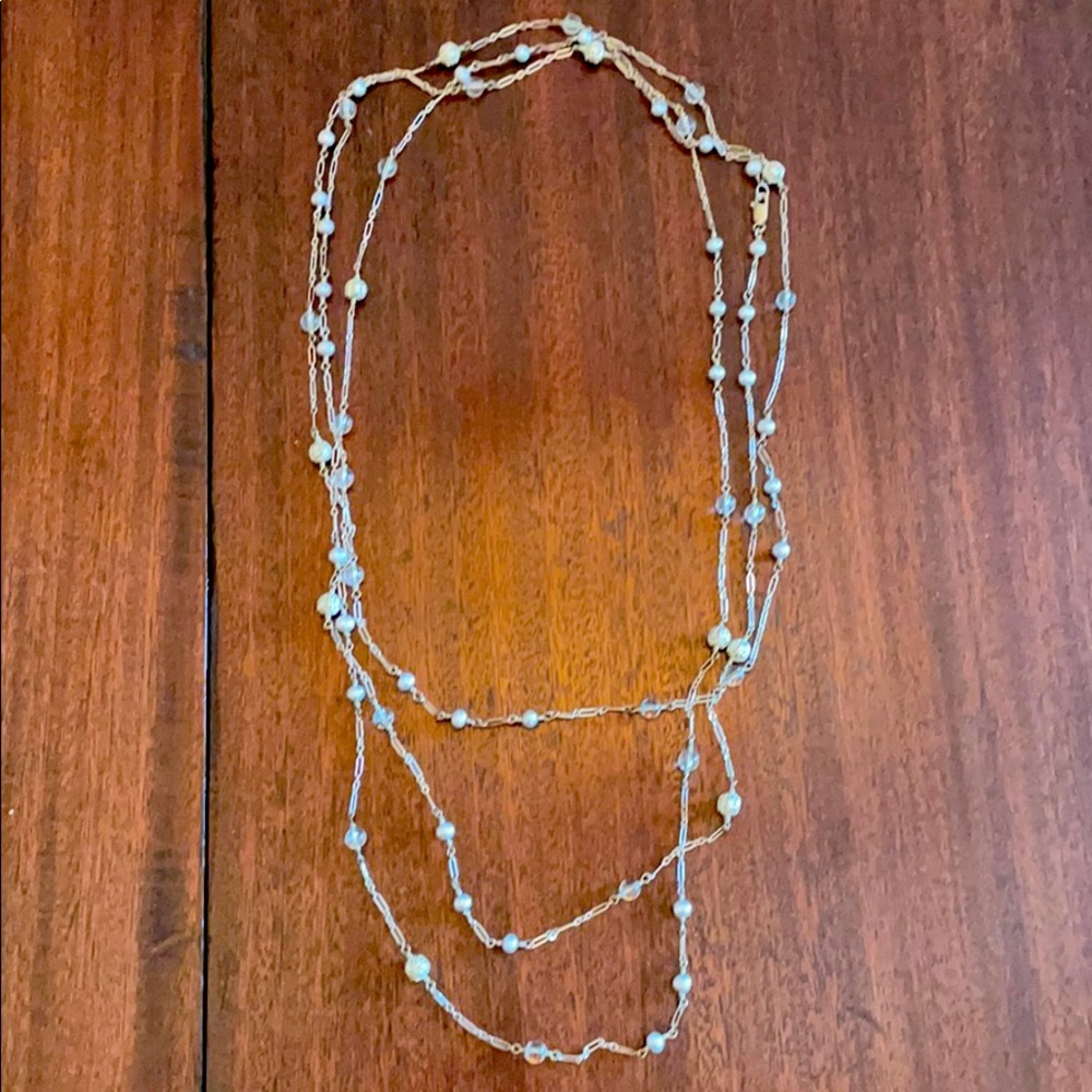 Silver extra long 80” bead and chain necklace